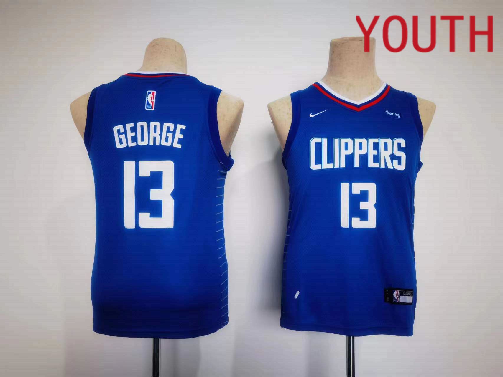 Youth Los Angeles Clippers #13 George Blue Nike Game 2023 NBA Jersey